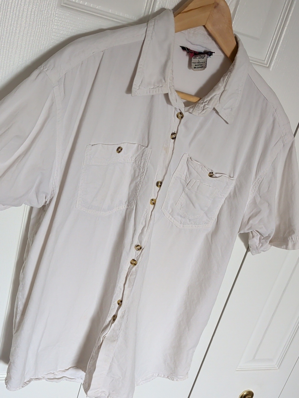 VTG Y2K Cotton White Button-Down Shirt. Oversized Size Large.